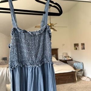 Chambray tank smocked dress